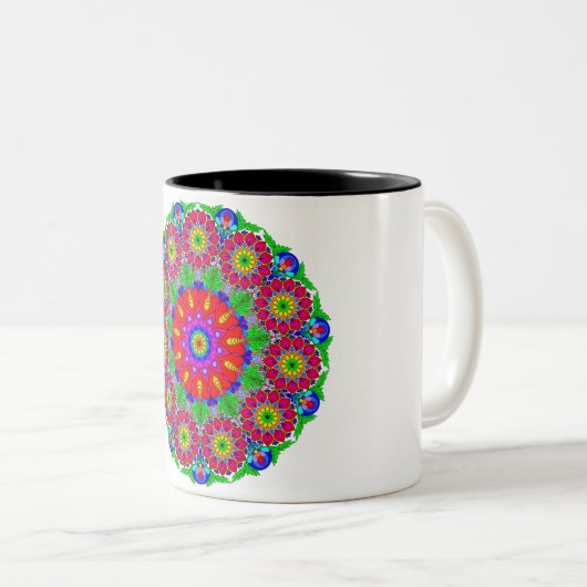 Spring Garden mandala Zweifarbige Tasse (VorderseiteRechts)