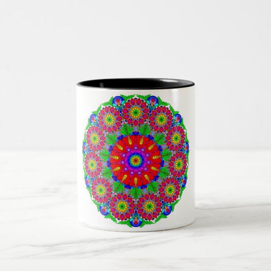 Spring Garden mandala Zweifarbige Tasse (Mittel)