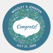 Spring Garden Mother's Day Blue Purple White Runder Aufkleber (Vorderseite)