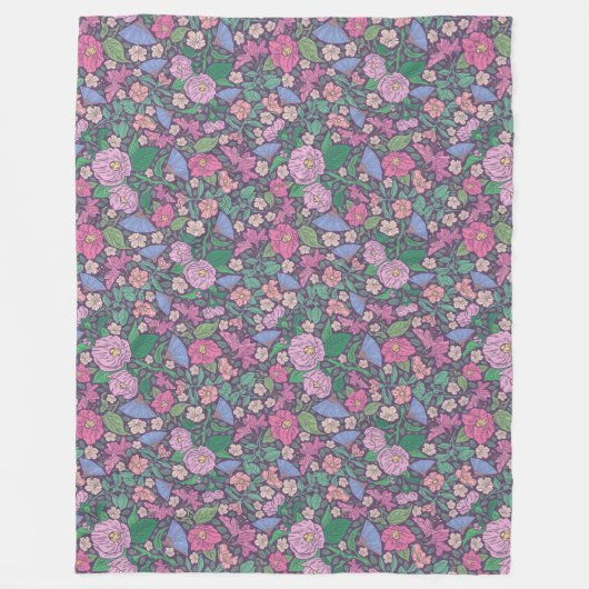 Spring Garden Mother's Day Poppies japanische Fans Fleecedecke (Vorderseite)