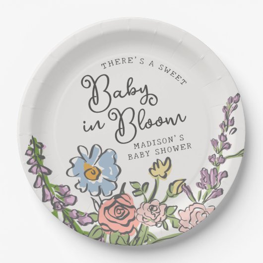 Spring Garden Party Pastel Floral Baby Dusche Pappteller (Vorderseite)