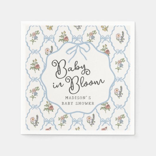 Spring Garden Party Pastel Floral Baby Dusche Serviette (Vorderseite)