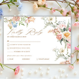 Spring garden pastel floral wildflower wedding RSVP karte