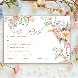 Spring garden pastel floral wildflower wedding RSVP karte