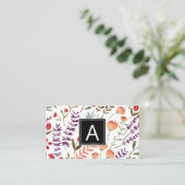 Spring Garden Pattern | Monogramm Visitenkarte (Stehend Vorderseite)