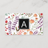Spring Garden Pattern | Monogramm Visitenkarte (Vorderseite)