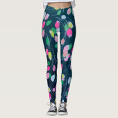 Spring Garden Tulip Blume Wasserfarben Leggings (Vorderseite)