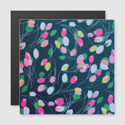 Spring Garden Tulip Blume Wasserfarben Magnetkarte (Vorne/Hinten)