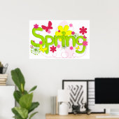 Spring Garden Typography Flowers Butterflies Poster (Heimbüro)