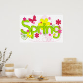 Spring Garden Typography Flowers Butterflies Poster (Küche)