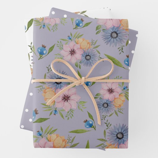 Spring Garden Wasserfarbe Lila Einladung Wrappin Geschenkpapier Set (Beispiel)