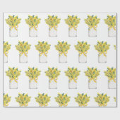 Spring Garden Yellow Flowers Glas Jar Wasserfarbe Geschenkpapier (Flach)