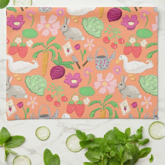Spring Gardening Theme Kitchen Towel Geschirrtuch (Gefaltet)