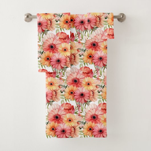 Spring Gerbera Daisy Daisies Blume Handtuch Set (Insitu)