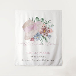 Spring Girl Garden Hat Baby Dusche Begrüßungszeich Wandteppich