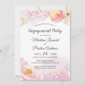 Spring Girl Pink & Gold Blume Engagement Party Einladung (Vorderseite)