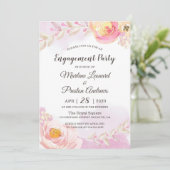 Spring Girl Pink & Gold Blume Engagement Party Einladung (Stehend Vorderseite)