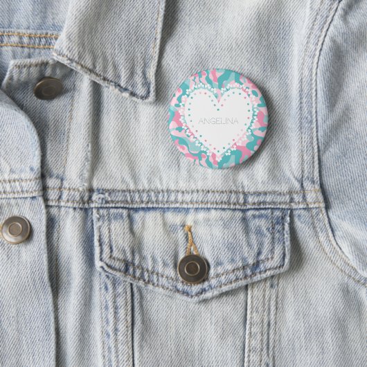 Spring Girly Camouflage personalisieren Button (Beispiel)