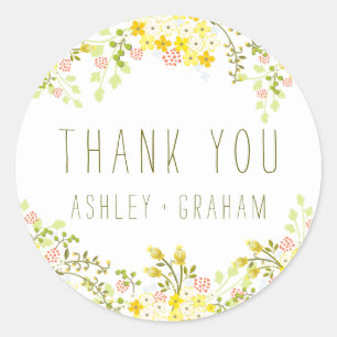 Spring Glory Floral Wedding Personalisiert Danke Runder Aufkleber