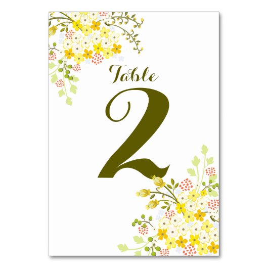 Spring Glory Floral Wedding Tischnummer Card (Vorderseite)