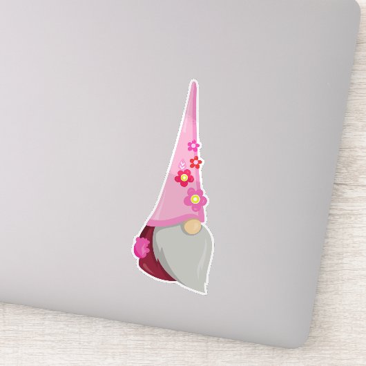 Spring Gnome, Garden Gnome, Niedliches Gnome, Blum Aufkleber (Detail)