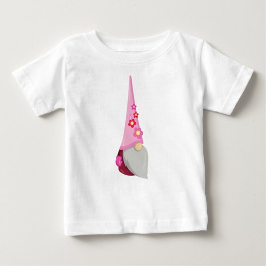 Spring Gnome, Garden Gnome, Niedliches Gnome, Blum Baby T-shirt (Vorderseite)