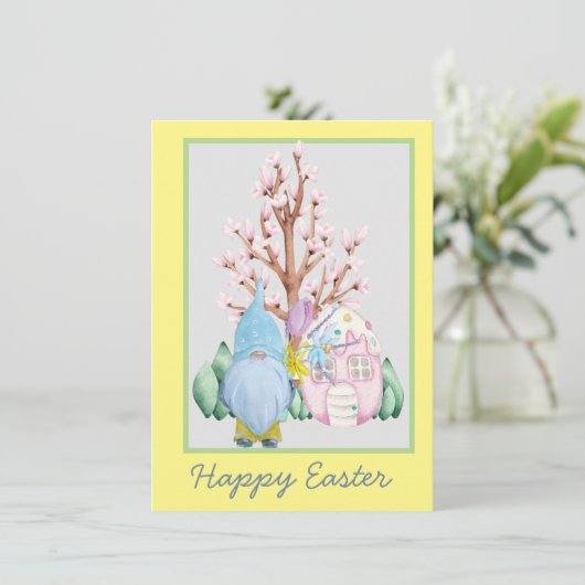 Spring Gnome Zuhause Happy Oaster Card Karte (Stehend Vorderseite)