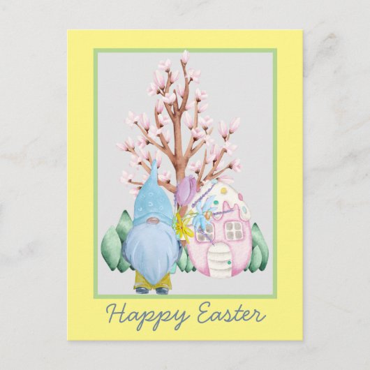 Spring Gnome Zuhause Happy Oaster Card Postkarte (Vorderseite)