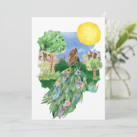 Spring Goddess Blumenkleid Nature Gruß (Stehend Vorderseite)