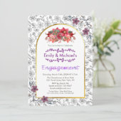 Spring Gold kühne florale Bloom Engagement Party Einladung (Stehend Vorderseite)