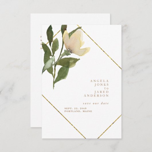Spring Gold & White Einfach Gerettet Datum Save The Date (Vorne/Hinten)