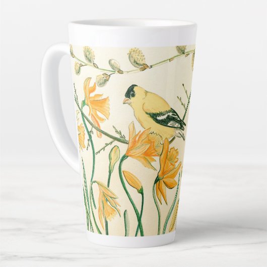 Spring Goldfinch Latte Tasse (Linke Ecke)