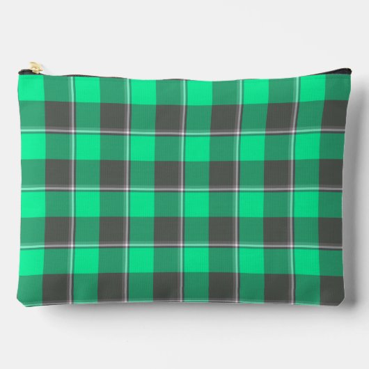 Spring Green and Finlandia Black Plaid Zubehörtasche (Vorderseite)
