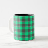 Spring Green and Finlandia Black Plaid Zweifarbige Tasse (Vorderseite Links)