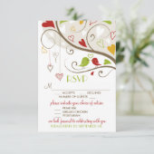 Spring Green and Red Niedlich Lovebirds UAWG RSVP Karte (Stehend Vorderseite)