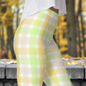 Spring Green and Tan Karo Pattern Leggings
