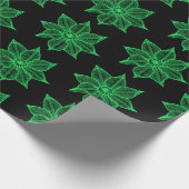 Spring Green auf Black Sketchy Blume Geschenkpapier (Ecke)
