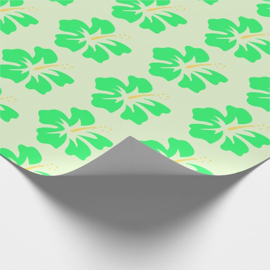 Spring Green auf Light Green Hibiskus Geschenkpapier (Ecke)