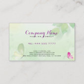 Spring Green Background Makeup Artist Visitenkarte (Rückseite)