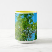 Spring Green Blätter Blue Sky Muster Tasse (Zentrum)