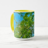 Spring Green Blätter Blue Sky Muster Tasse (Vorderseite Links)