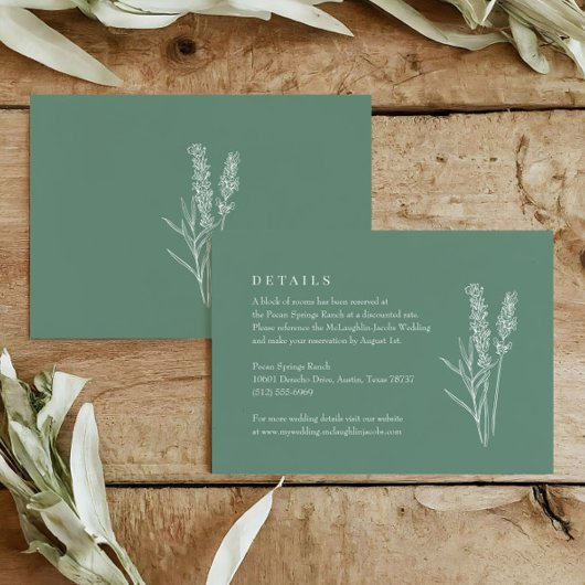 Spring Green Boho Wildblume Wedding Details Card RSVP Karte