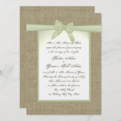 Spring Green Burlap und Bow Country Wedding Einladung (Vorne/Hinten)