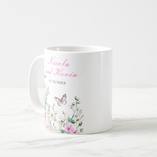 Spring Green Butterfly Floral Wedding Kaffeetasse (Vorderseite Links)