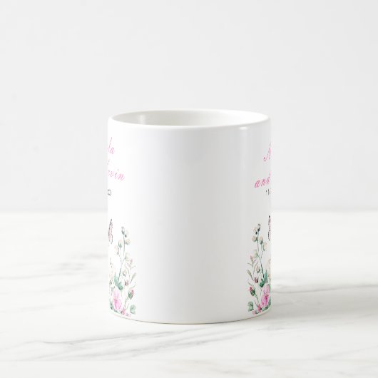 Spring Green Butterfly Floral Wedding Kaffeetasse (Mittel)