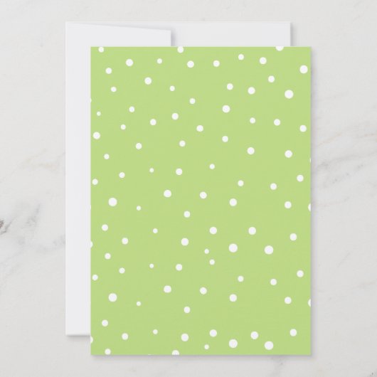 Spring Green Confetti Dots Baby Dusche Einladung (Rückseite)