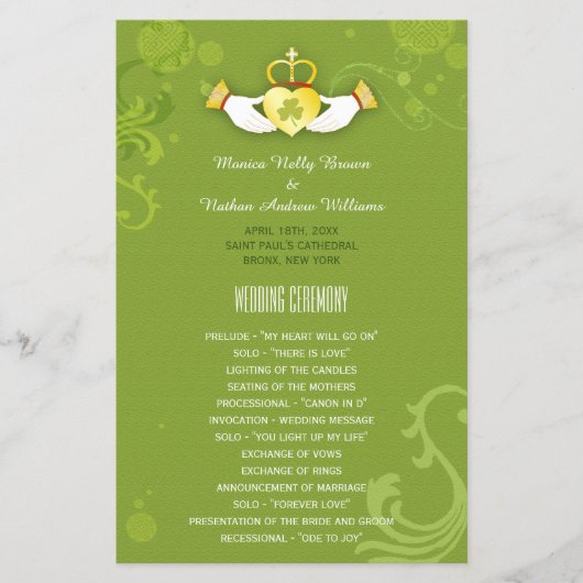 Spring Green Einzigartig Irish Wedding Program (Vorderseite)