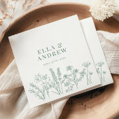 Spring Green Elegant Boho Wildblume Hochzeit Serviette