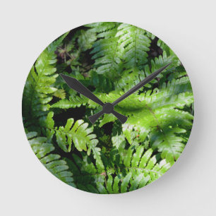 Spring Green Ferns Runde Wanduhr