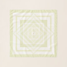 Spring Green Geometric White Square Chiffon Scarf